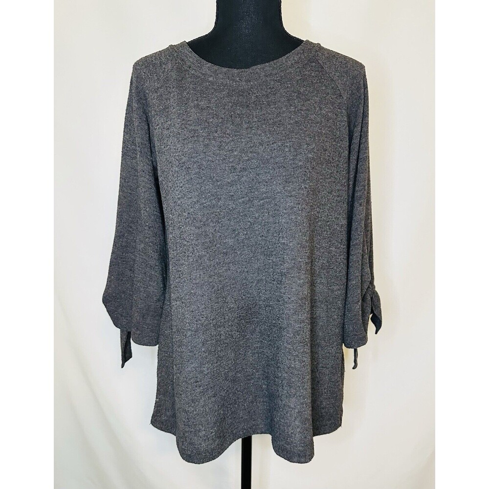 Soft Surroundings 3/4 Tie Knot Sleeves Gray Sweater Top Women's‎ SIZE XS